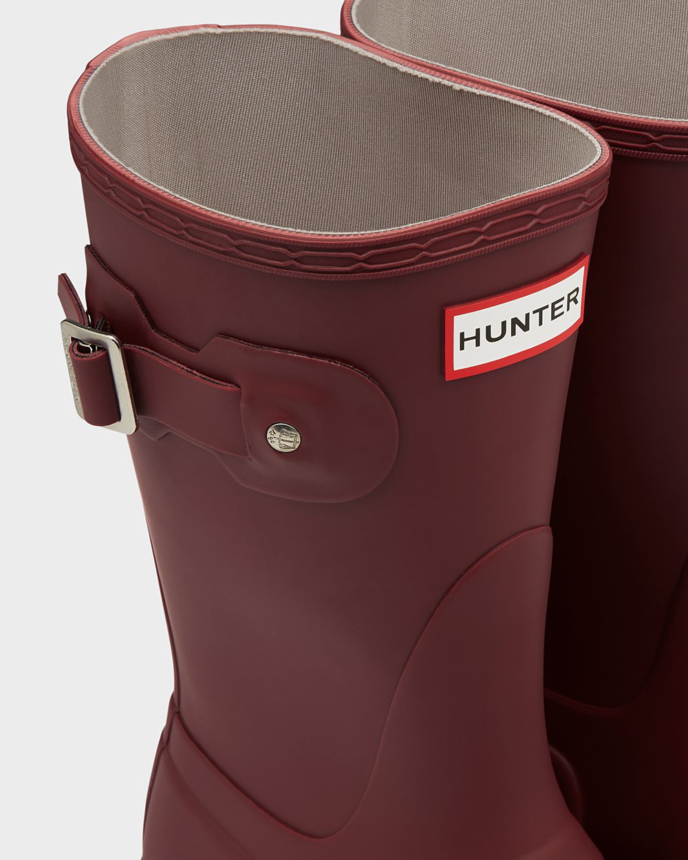 Womens Hunter Original - Short Rain Boots Grey Red - 3650-YWHFV